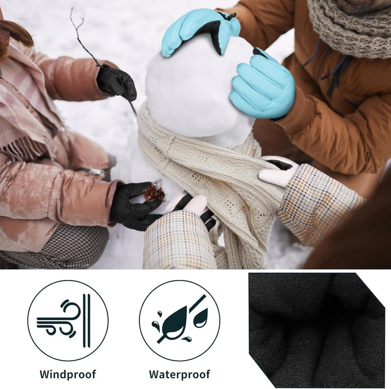 Odtmger Ski Gloves,Waterproof, Touchscreen-Compatible, Winter Warm Cotton Filled, Anti-Loss Rope for Parent Child - Image 3